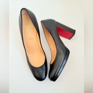 Christian Louboutin Black Leather Kabetts 100mm platform pumps EU 41.5